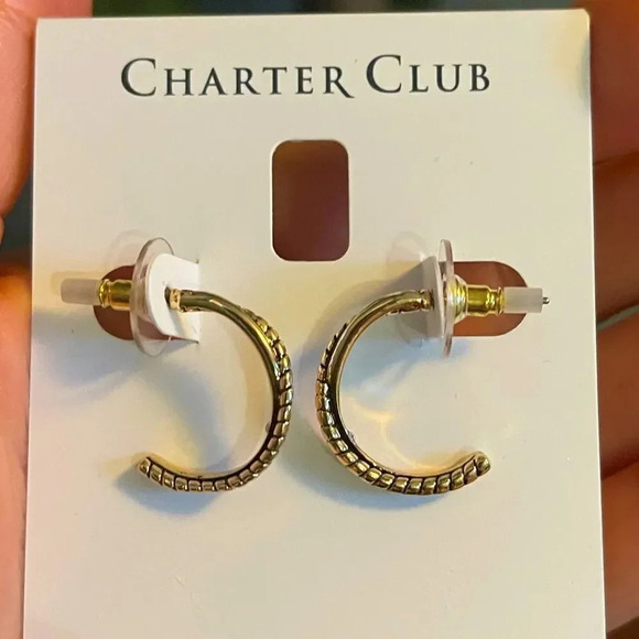 Charter Club Twisted Double-Row C-Hoop Earrings, Brand New with tags⭐️ - Picture 1 of 4